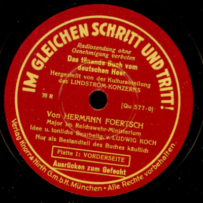 HERMANN FOERTSCH ''Im gleichen Schritt und Tritt'' Platte I zum Buch ''Heer'' S4419