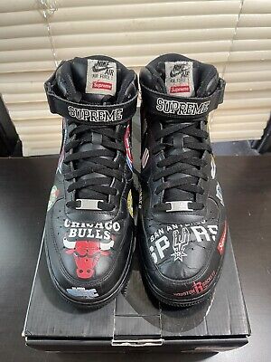 Nike Supreme x NBA x Air Force 1 07 Mid Black Size 11.5 Worn Nike Supreme x NBA x Air Force 1 07 Mid Black Size 11.5 Worn