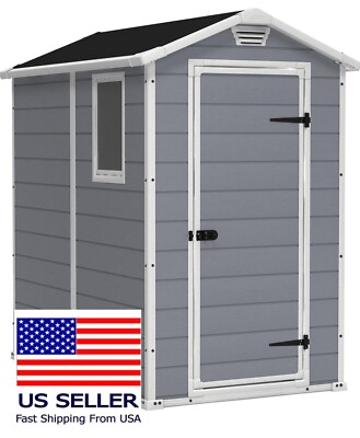 Keter Manor 4x6 Resin Outdoor Storage Shed Kit-Perfect Beach Chairs & Lawn Mower