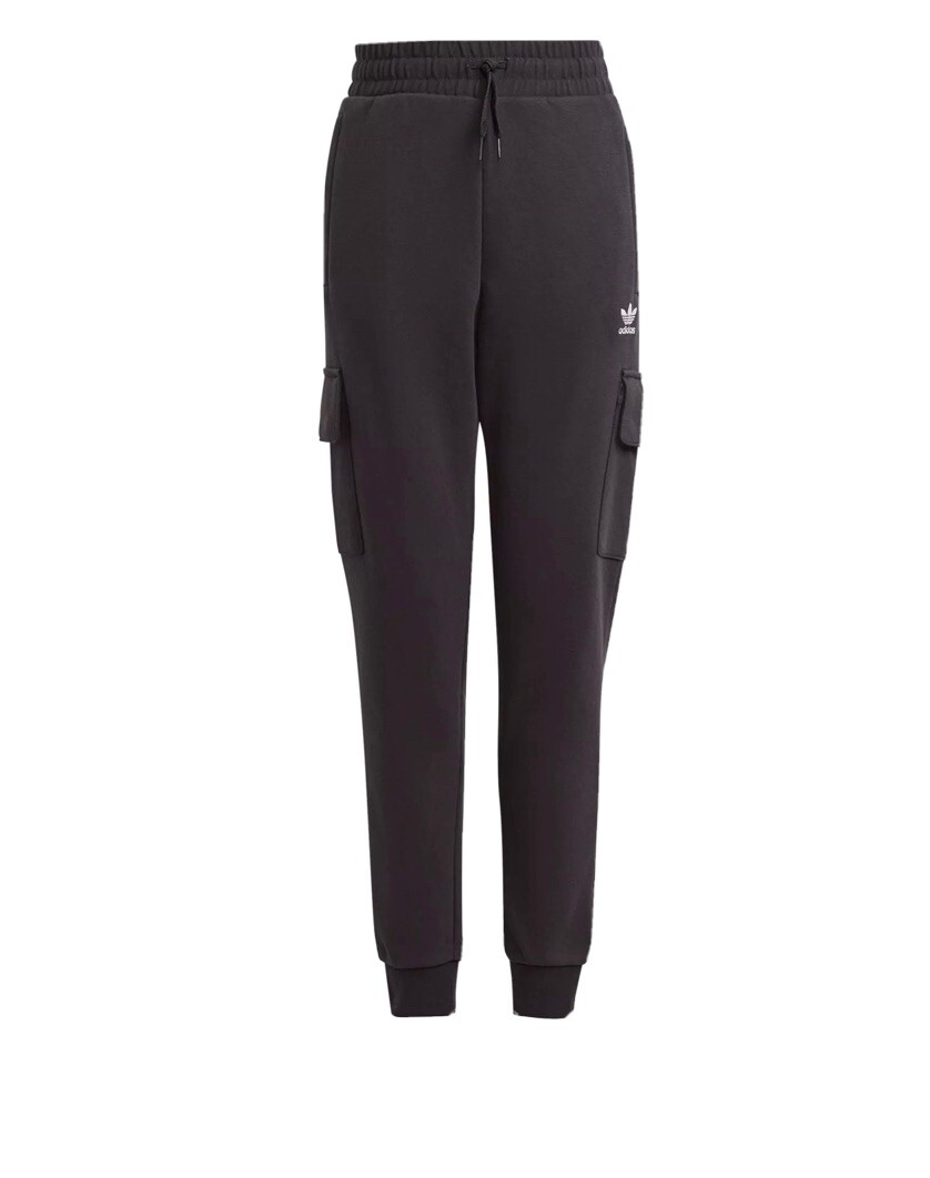 ★adidas★ Fleece Cargo Pants Black IY9689 NEW* Kids' Adidas Fleece Cargo Pants Black / White Logo Size