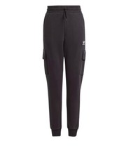  NEW Kids' Adidas Fleece Cargo Pants Black / White Logo Size Small