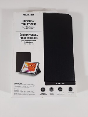 Merkury Black Universal Tablet Case For 7-8 Inch Devices Ipad Mini Galaxy Tab ++