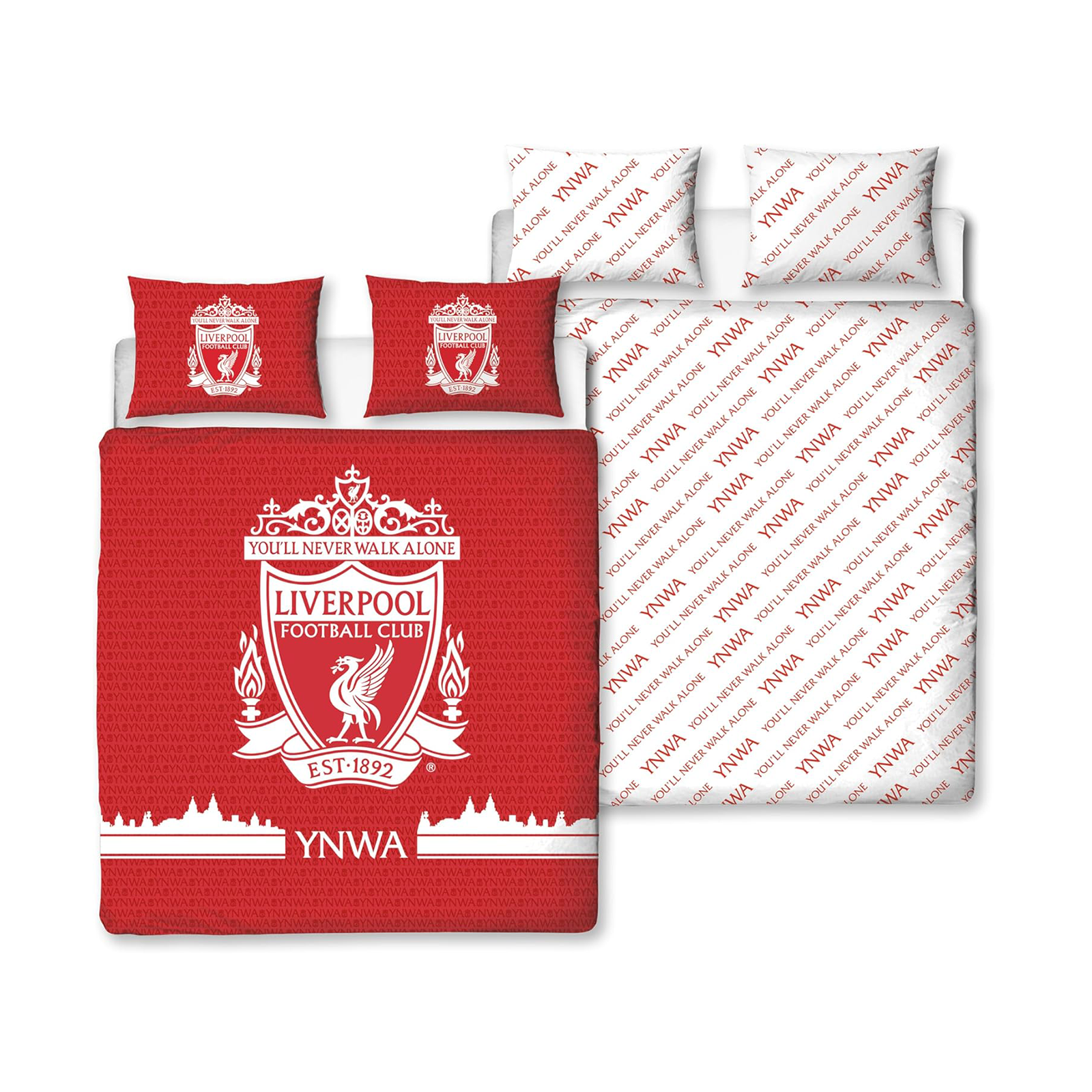 Liverpool FC Set Copripiumino Doppio Tono Club Crest Football Reversibile Letto