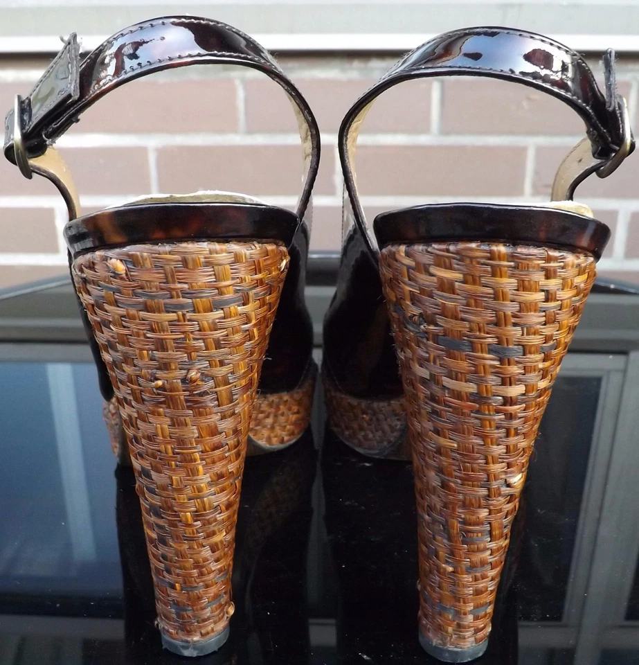 STUART WEITZMAN Womens Slingback Stiletto Peep Toe Pump Tortoiseshell Size 9 M - Image 4 of 4