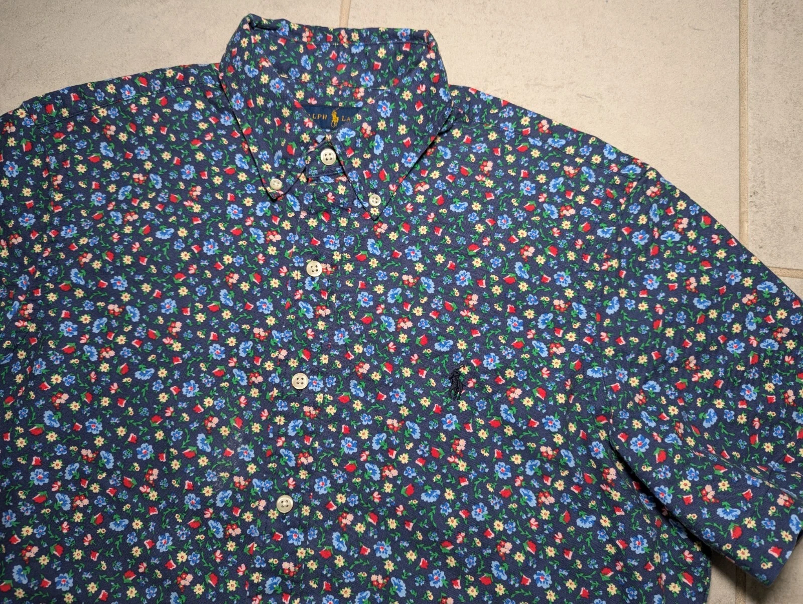 Polo Ralph Lauren Men's Medium Floral Button Shirt Multicolor Roses All Over