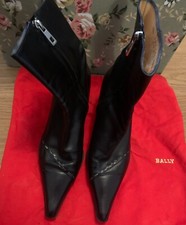 Designerschuhe Bally Stiefellette Stiefel schwarz Leder Gr.36,5 