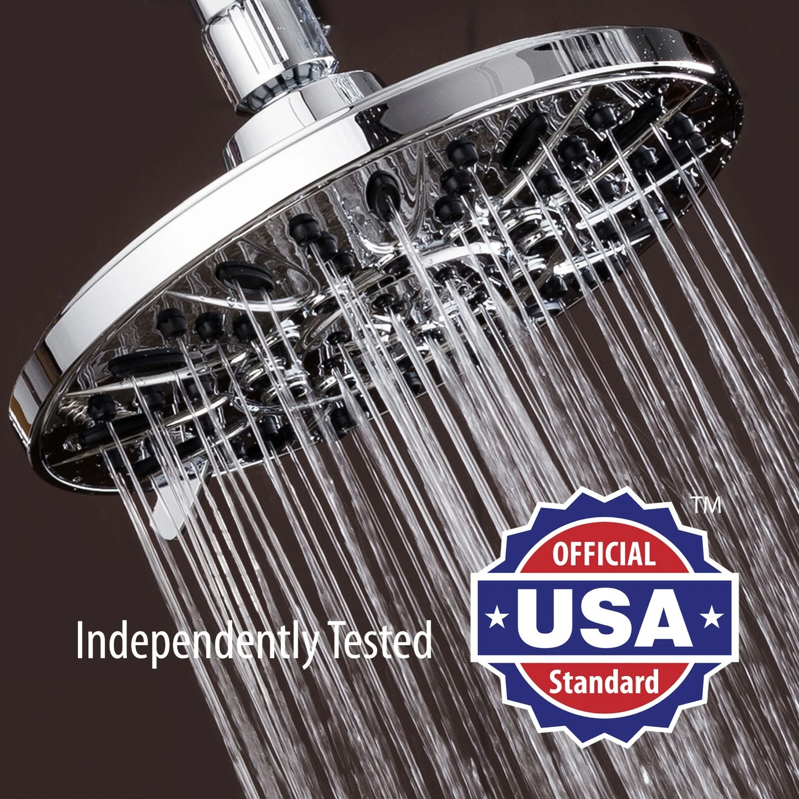 AquaDance® high pressure chrome 7 inch rainfall shower head with 6 settings