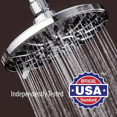 AquaDance  high pressure chrome 7 inch rainfall shower head with 6 settings