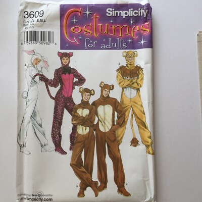 Simplicity 3609 Fury All in One Tier Katze Hase Bär Kostüm neu ungeschnittenes Muster