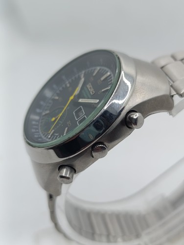 Seiko Helmet Black 6139 7100 Original Preserved Working Automatic Chronograph - Picture 7 of 18