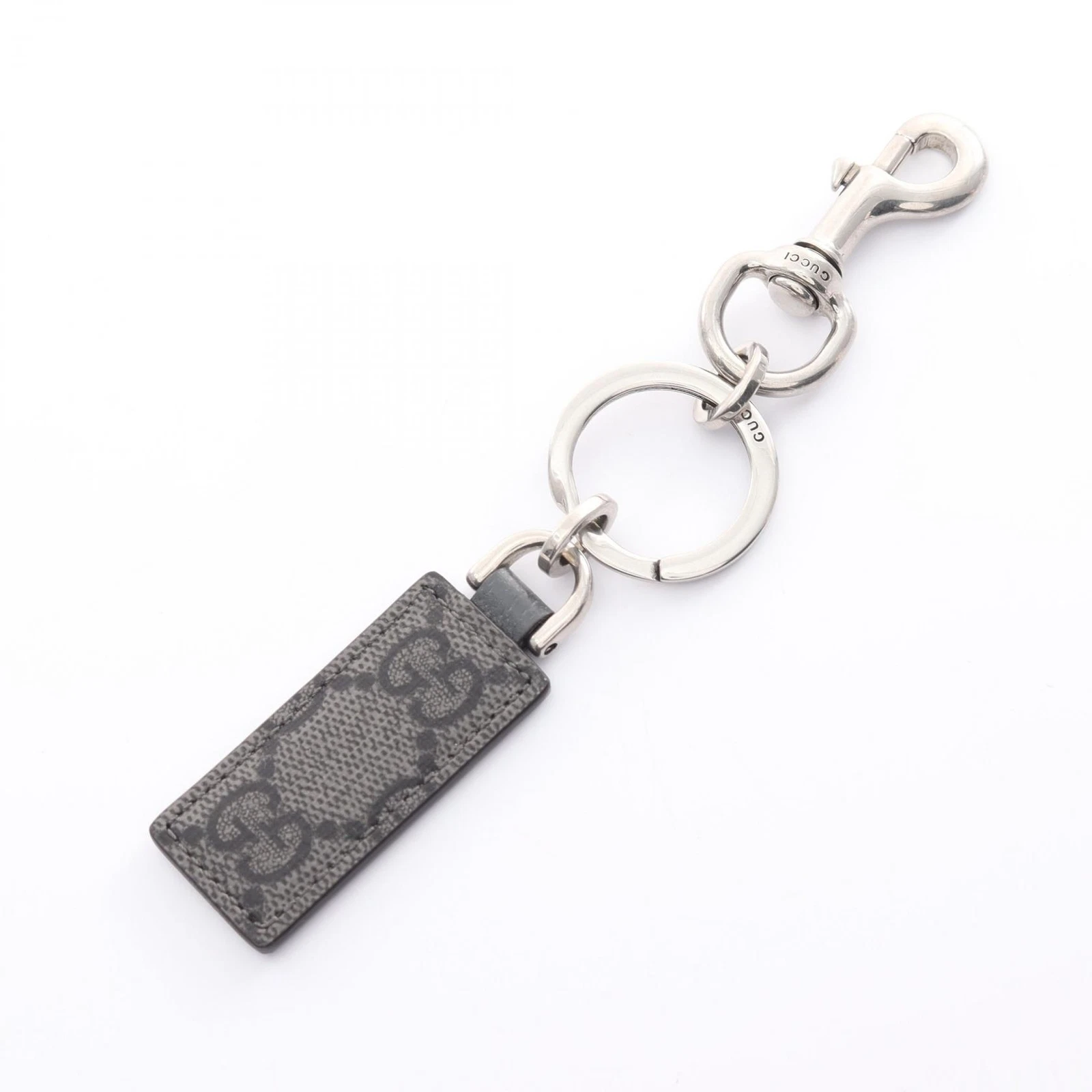 Porte clés GUCCI Ophidia GG Supreme breloque 794061UULBN1244 toile métal gris