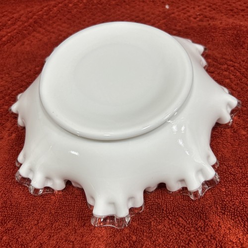 Vintage Fenton Glass Silver Crest Crimped Rim Ruffled Candy Dish Bowl 8" - Picture 3 of 3