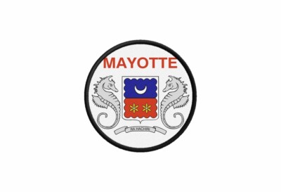 Patch Écusson Drapeau Mayotte 5x8 Cm - Badge Imprimé Avec Fixation Mâle Et Femelle