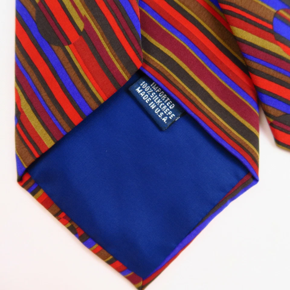 Винтажный Perry Ellis портфолио 100% шелк абстрактный цветной в полоску галстук - Изображение 4 из 4