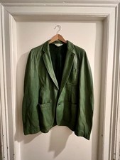 Comme des Garçons SHIRT Green Leather Tailored Blazer Jacket Size M - Beautiful!