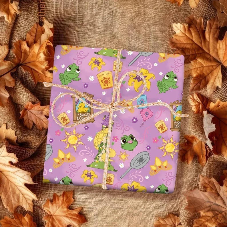 Rapunzel Lanterns Wrapping Paper, Tangled Inspired Princess & Pascal Gift Wrap - Image 3 of 4