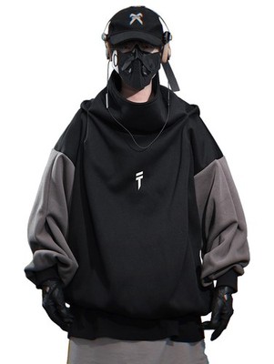 Niepce Men's Japanese Streetwear Hoodie I-Tech Patchwork Sweatshirt