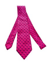 HERMES Necktie Red 100 Silk Made in France All over Print 7739 OA