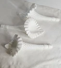 Fenton Hobnail White Milk Glass Epergne Horns ~3~ 8.5" Same Maker