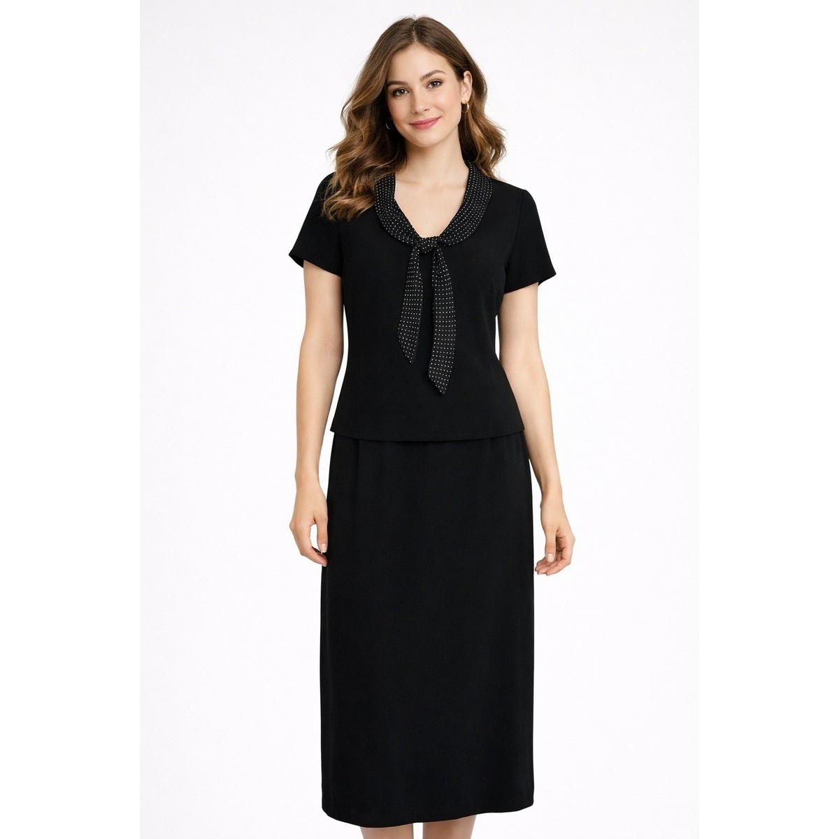 Vtg Positive Attitude Womens Dress 10 Black Polka Dot Scarf Tie Midi  Classic | eBay