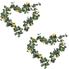2Pcs 76.8 Inch Artificial Lemon Greenery Garland Faux Spring Summer Eucalyptu...