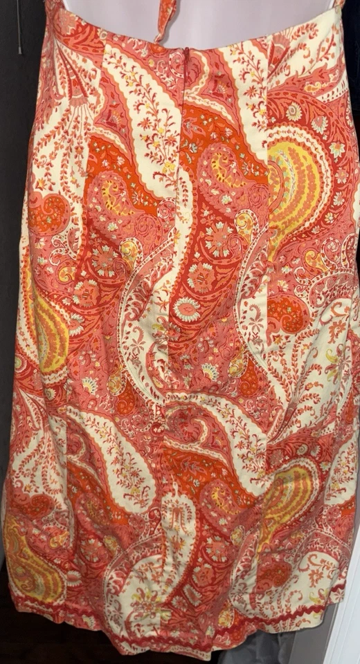 Vestido MODA INTERNATIONAL Naranja Amarillo Verde Paisley Tubo Sin Tirantes Talla 4 Pequeño Foto 4 de 4