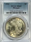 1921 Morgan Dollar, MS 65 PCGS, NR.