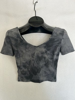 Lululemon Align Tee T-Shirt Diamond Dye Pitch Graphite Grey Sz S Scoop Back Crop