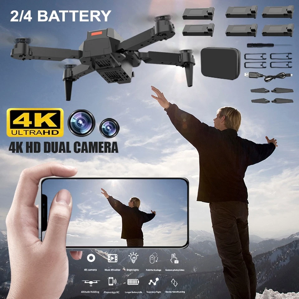 2024 Drohne Mit 4K HD Dual Kamera WiFi FPV Faltbare Quadcopter 2/4 Batterie RB6 - Bild 2 von 4