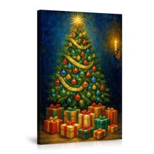 Christmas Tree with Gifts Wall Art Canvas Poster Festive Holiday Decor