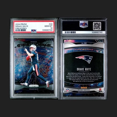 2024 Panini Prizm - Fireworks Drake Maye #22 (RC) PSA 10