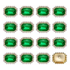 20Pcs, Rhinestone Embellishments Sew on Rhinestones Button Gold/Green