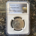 NGC - 1962 D - 90% Silver - Franklin Half Dollar - Brilliant Uncirculated