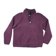 Victoria's Secret PINK VS Sherpa Quarter Zip Pullover Maroon Women's Size Small