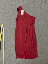 PrettyGarden Red Fashion One Shoulder Ruched Bodycon Fitted Cocktail Party XL