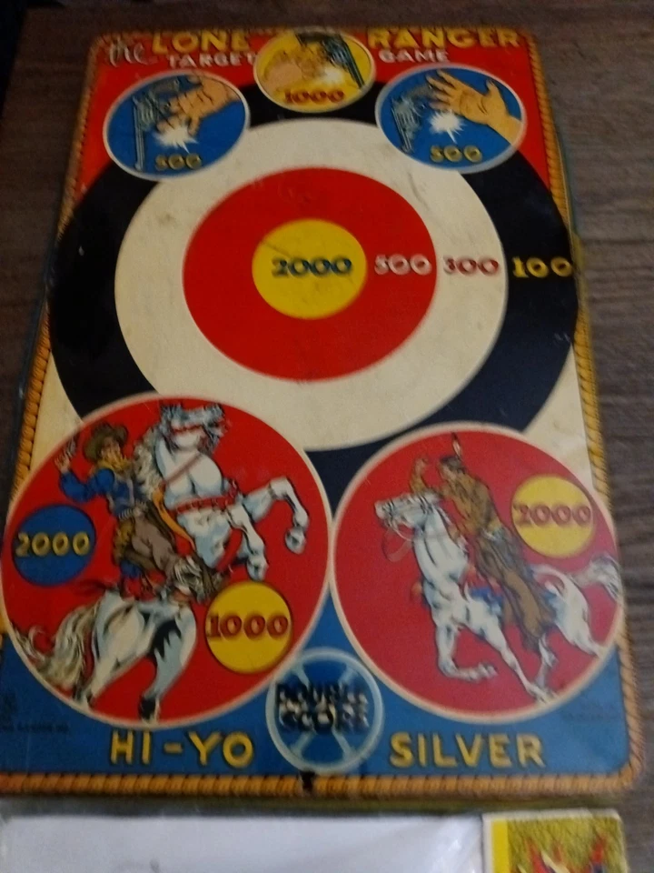 Antiguo 1939 "LONE RANGER" ESTAÑO METAL TARGET GAME - Doble Cara Foto 2 de 4