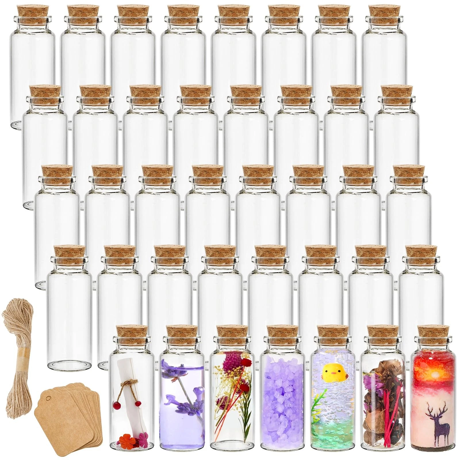Kingrol 70 Pack 30ml Mini Glass Jars with Cork Stoppers Bottles, Clear