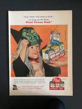 Post Cereal Treat-Pak Halloween Mask Kid Vintage 1958 Print Ad Dick Sargent Art