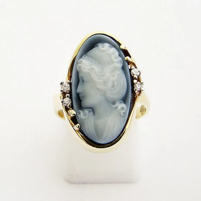 Ring Gelbgold 585er 14 kt Gemme 0,06 ct Diamant Wesselton / SI - Bild 1 von 4