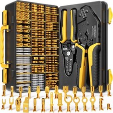 Crimping Tool Kit with Wire Stripper  21 Connectors, Non-Insulated Terminals 24