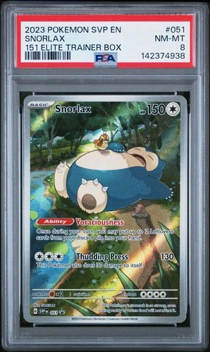 2023 POKEMON SVP EN-SV BLACK STAR PROMO 151 ELITE TRAINER BOX #051 SNORLAX PSA 8
