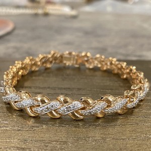 Authentic 7TCW Round Lab Created Diamond Goldtone Tennis Bracelet 14k Yellow Gold Plated
