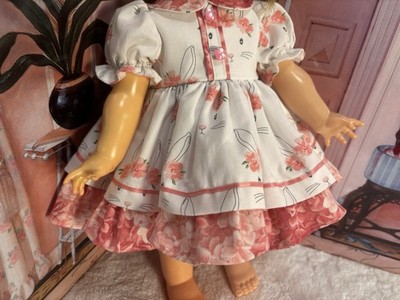2 pc Bunny Face and Pink Flower Dress Set Doll clothes fits 18  Ideals Giggle