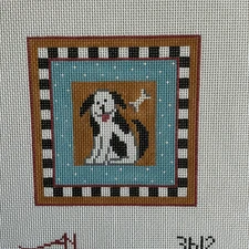 Amanda Lawford 3612 DOG Bone 13ct Needlepoint Canvas HandPainted 5.25" Sq