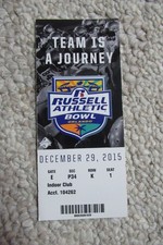 NORTH CAROLINA VS BAYLOR BEARS RUSSELL ATHLETIC BOWL 12/29/2015 FULL TICKET