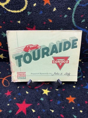 1936 Conoco Touraide Travel Bureau Personalized Road Map Book w/ Letter Kansas