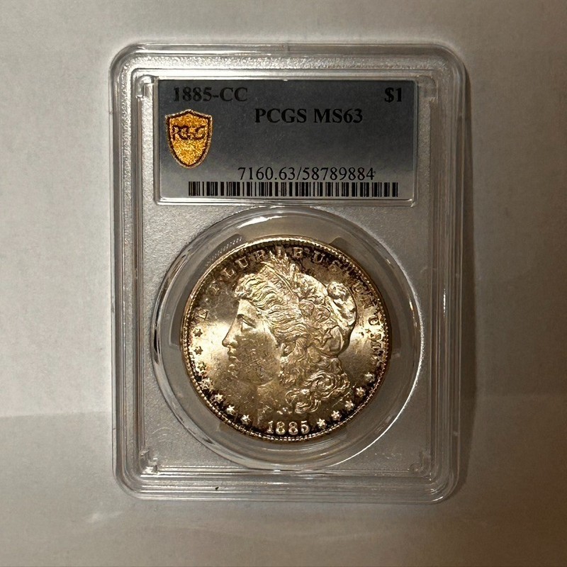1885 CC MORGAN DOLLAR MS63 PCGS GOLD LABEL BRILLIANT LUSTER