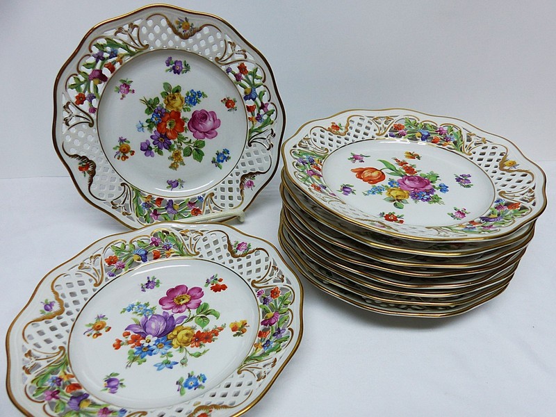 10 Schumann CHATEAU Salad / Dessert Plates - Reticulated / Openwork 7.5" Plates