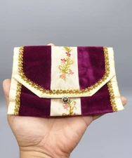 Antique Embroidered Fabric Clutch Necessary Sewing/Accessory 1900