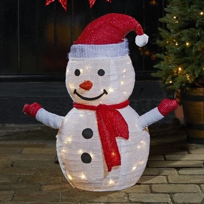 Weihnachten beleuchtet Schneemann 45 LED beflockt festlich Display Deko faltbar